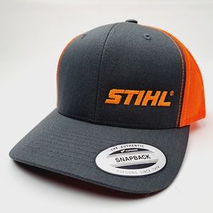 Stihl Trucker Mesh Snapback Hat Cap Hi-Vis Neon Orange